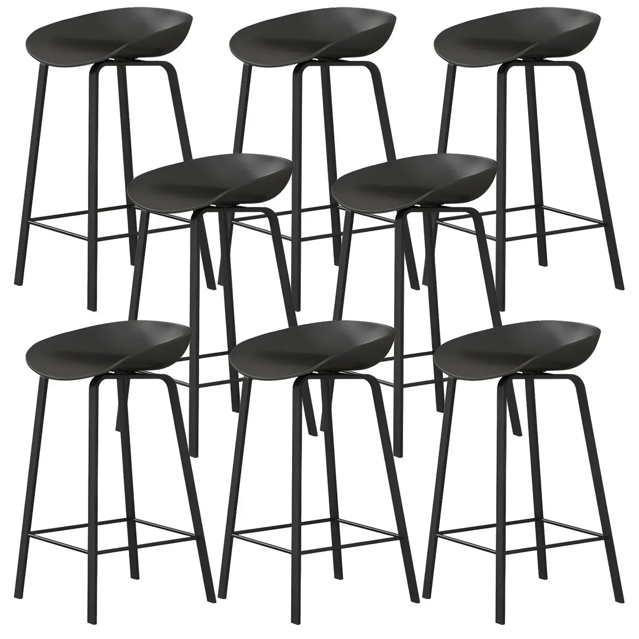Contemporary Black Metal Sleek Design Ergonomic Bar Stool