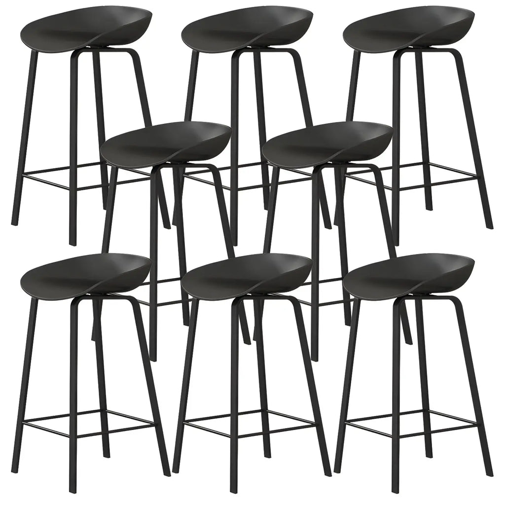 Contemporary Black Metal Sleek Design Ergonomic Bar Stool