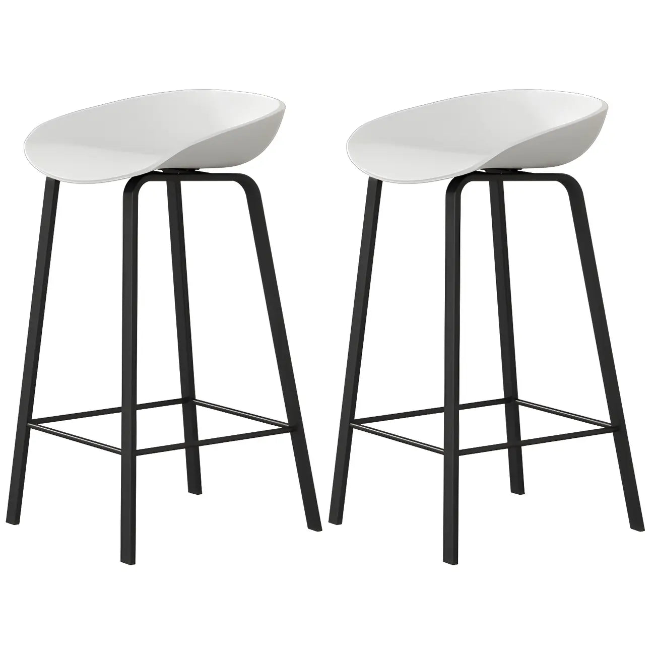 Contemporary Black Metal Sleek Design Ergonomic Bar Stool