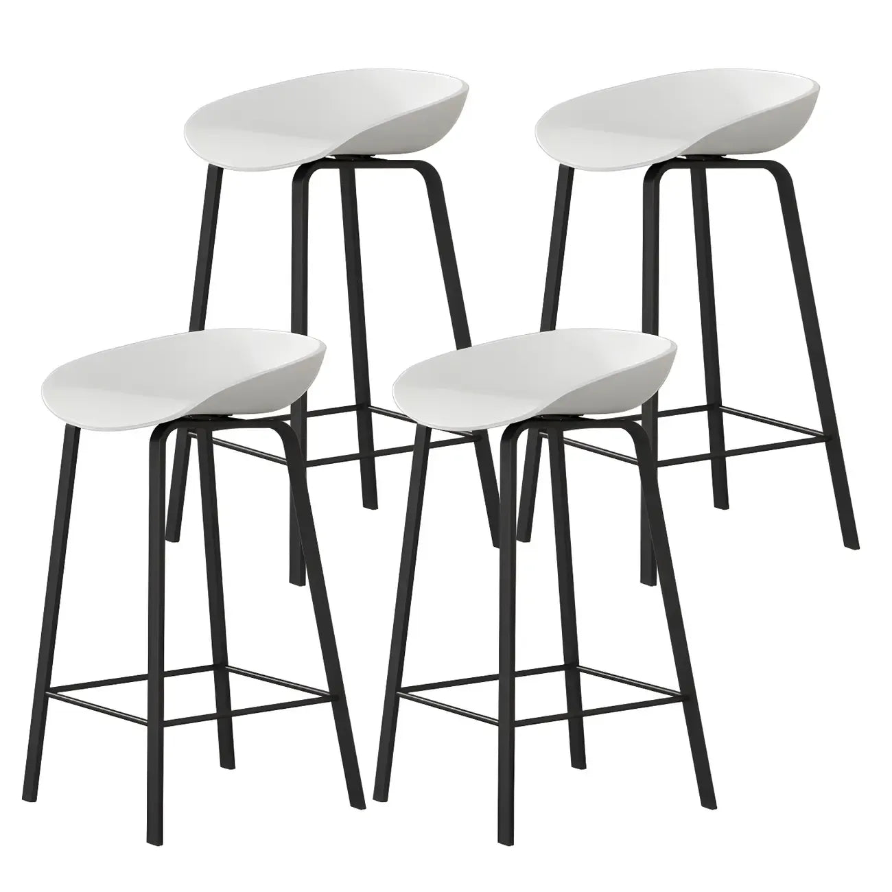Contemporary Black Metal Sleek Design Ergonomic Bar Stool