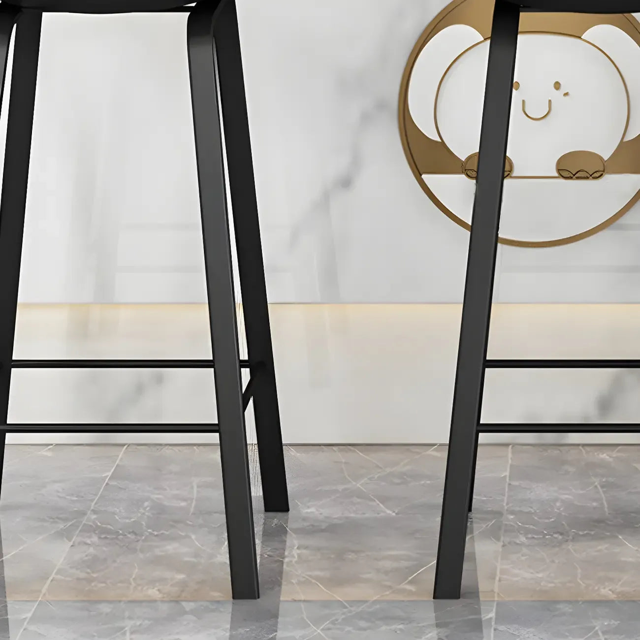 Contemporary Black Metal Sleek Design Ergonomic Bar Stool