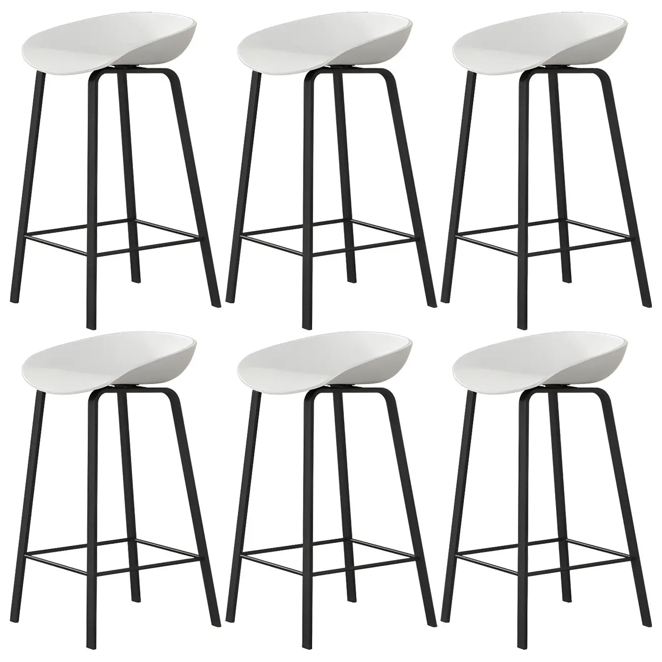 Contemporary Black Metal Sleek Design Ergonomic Bar Stool