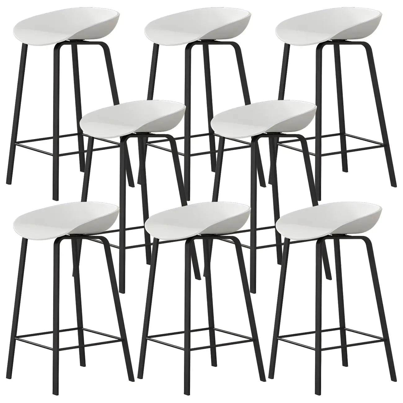 Contemporary Black Metal Sleek Design Ergonomic Bar Stool