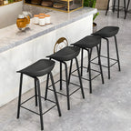 Contemporary Black Metal Sleek Design Ergonomic Bar Stool