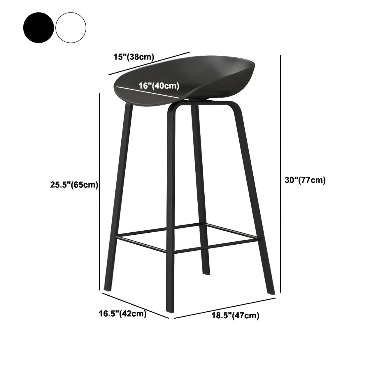 Contemporary Black Metal Sleek Design Ergonomic Bar Stool