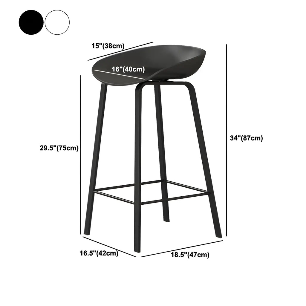 Contemporary Black Metal Sleek Design Ergonomic Bar Stool