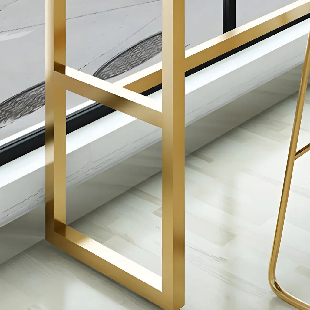 Rectangular Glam Marble Gold Base Bar Height Table