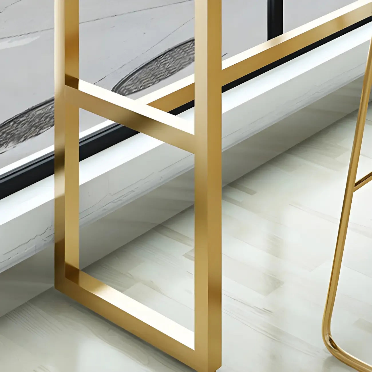 Rectangular Glam Marble Gold Base Bar Height Table