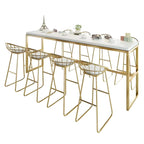 Rectangular Glam Marble Gold Base Bar Height Table
