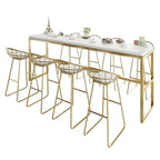 Rectangular Glam Marble Gold Base Bar Height Table