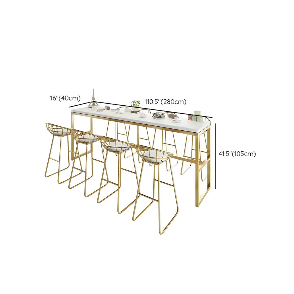 Rectangular Glam Marble Gold Base Bar Height Table