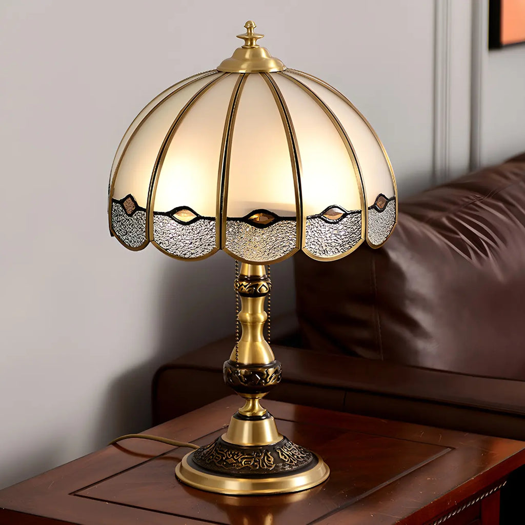 Nordic Dome Frosted Glass Table Lamp with Brass Base