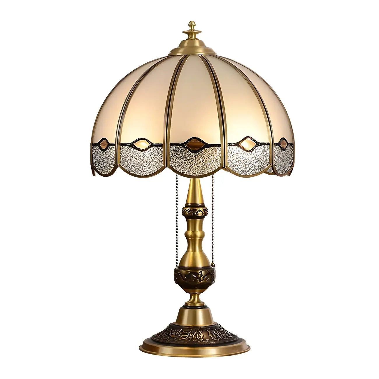 Nordic Dome Frosted Glass Table Lamp with Brass Base