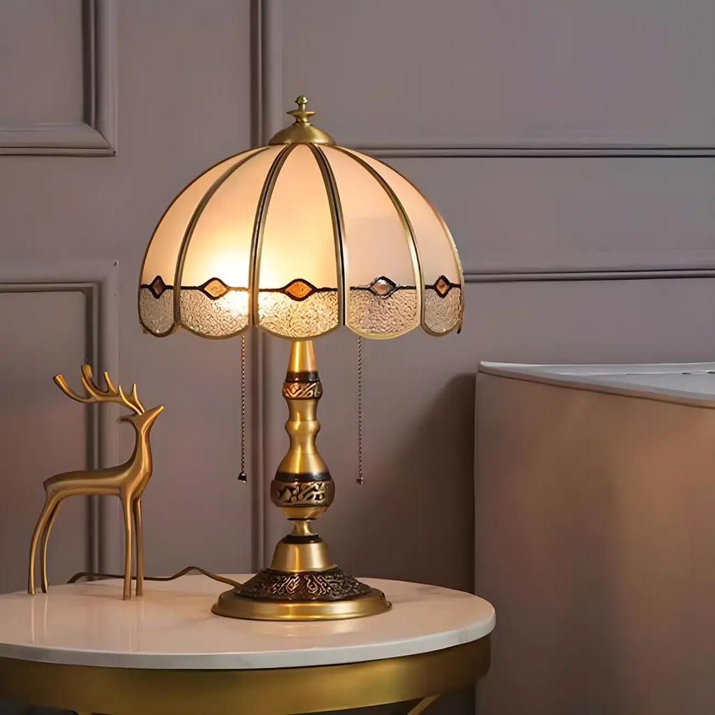 Nordic Dome Frosted Glass Table Lamp with Brass Base