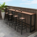 Rectangular Brown Tall Wood Bar Table Metal Base