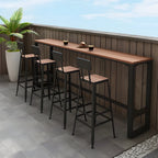 Rectangular Brown Tall Wood Bar Table Metal Base