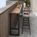 Rectangular Brown Tall Wood Bar Table Metal Base