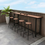 Rectangular Brown Tall Wood Bar Table Metal Base