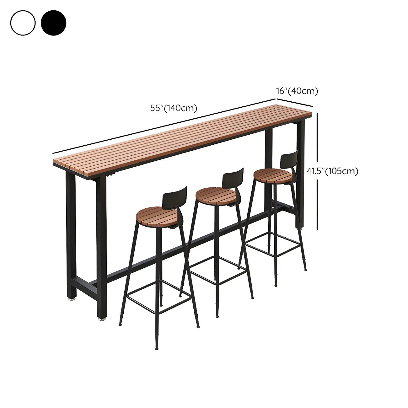 Rectangular Brown Tall Wood Bar Table Metal Base