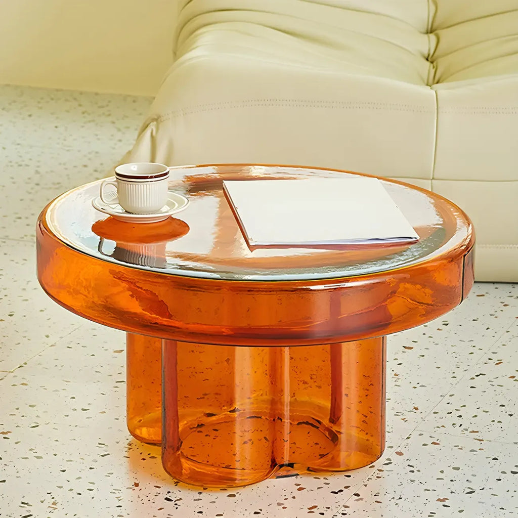 Simple Modern Round Clear Glass Coffee Table