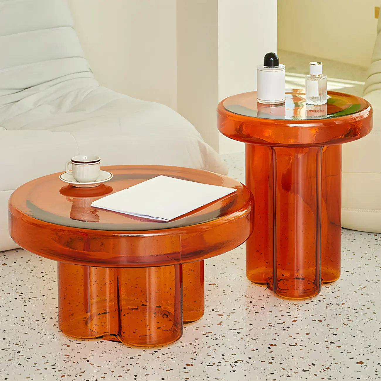 Simple Modern Round Clear Glass Coffee Table