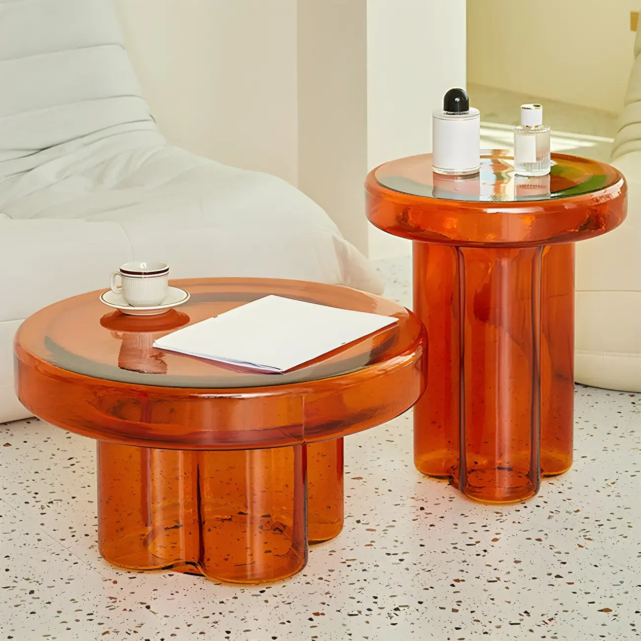 Simple Modern Round Clear Glass Coffee Table
