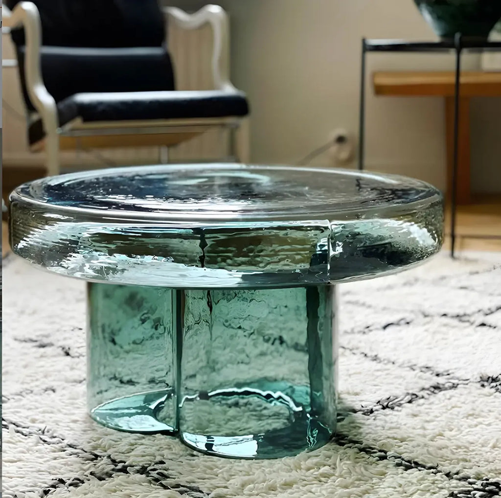 Simple Modern Round Clear Glass Coffee Table
