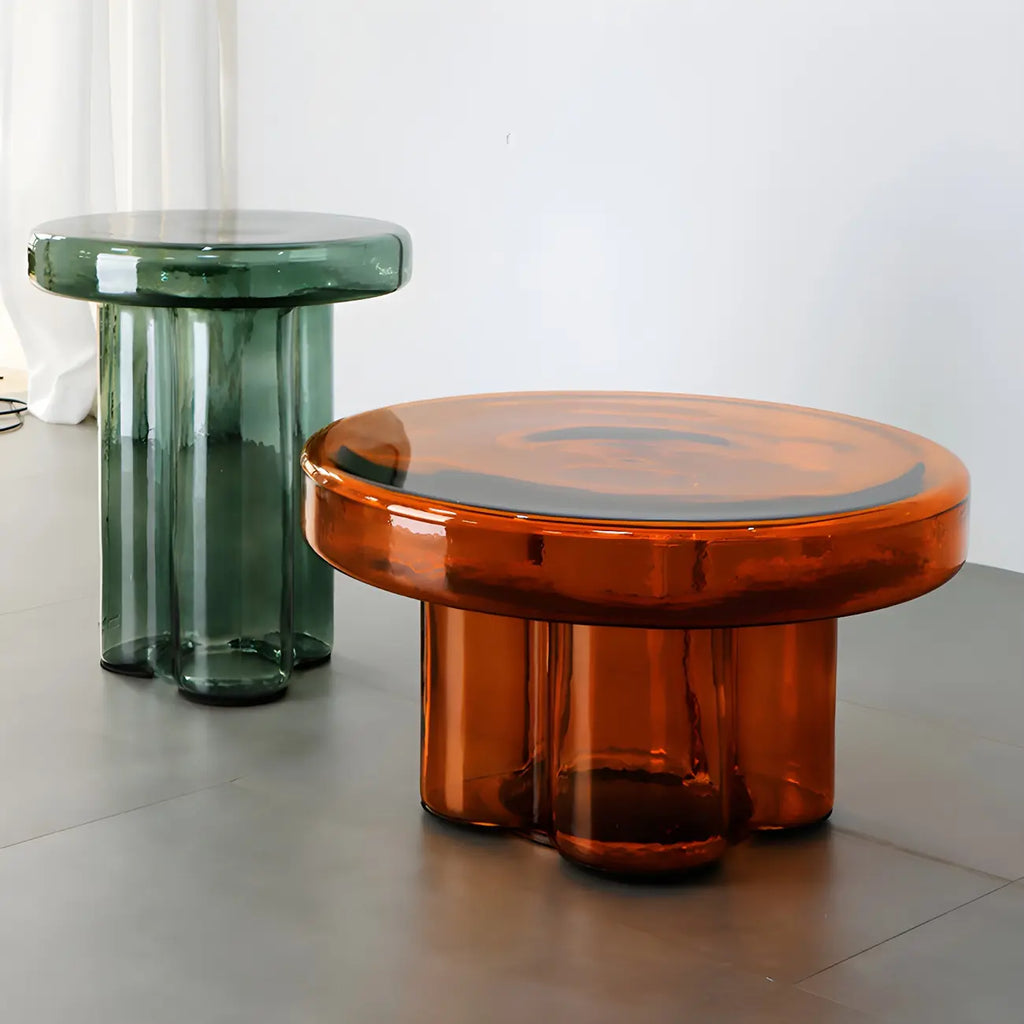 Simple Modern Round Clear Glass Coffee Table