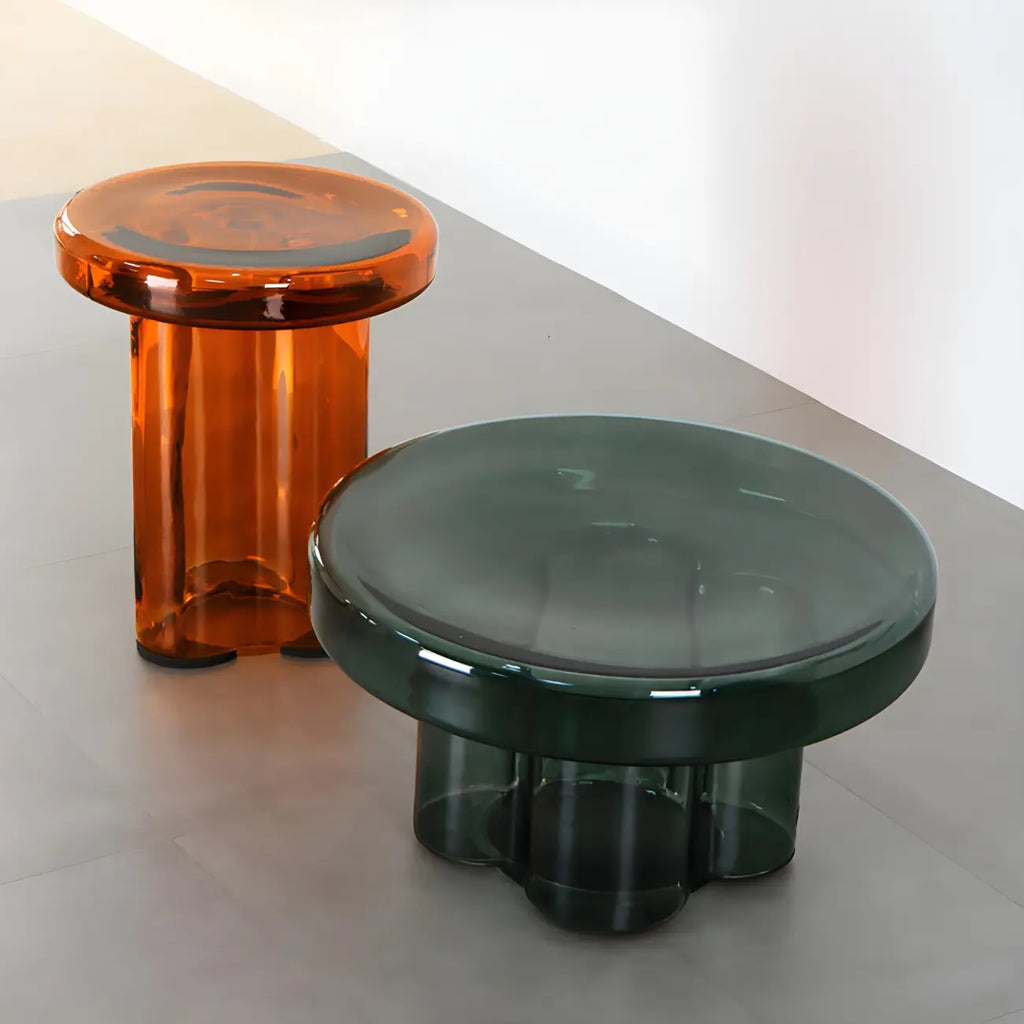 Simple Modern Round Clear Glass Coffee Table