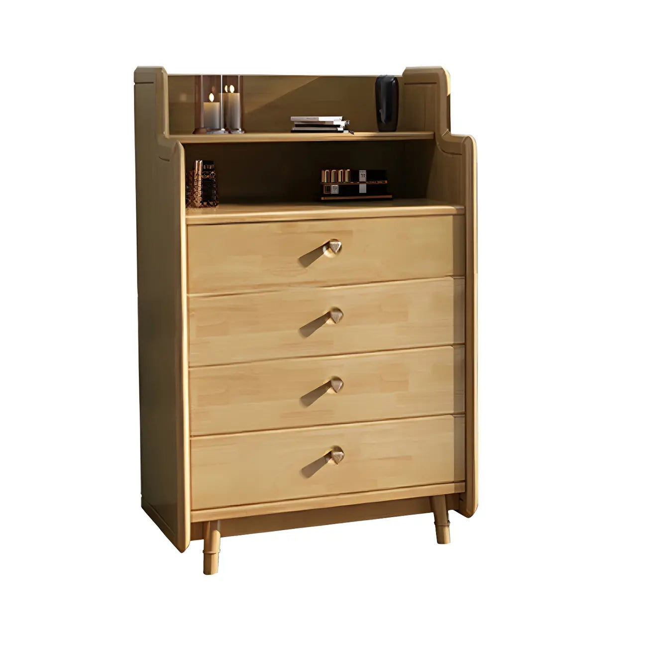 Durable Low Rubberwood Bachelor Chest in Nut-Brown