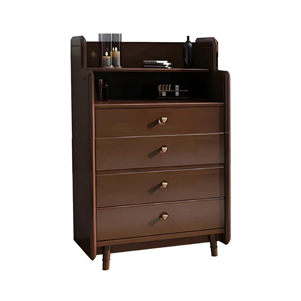 Durable Low Rubberwood Bachelor Chest in Nut-Brown