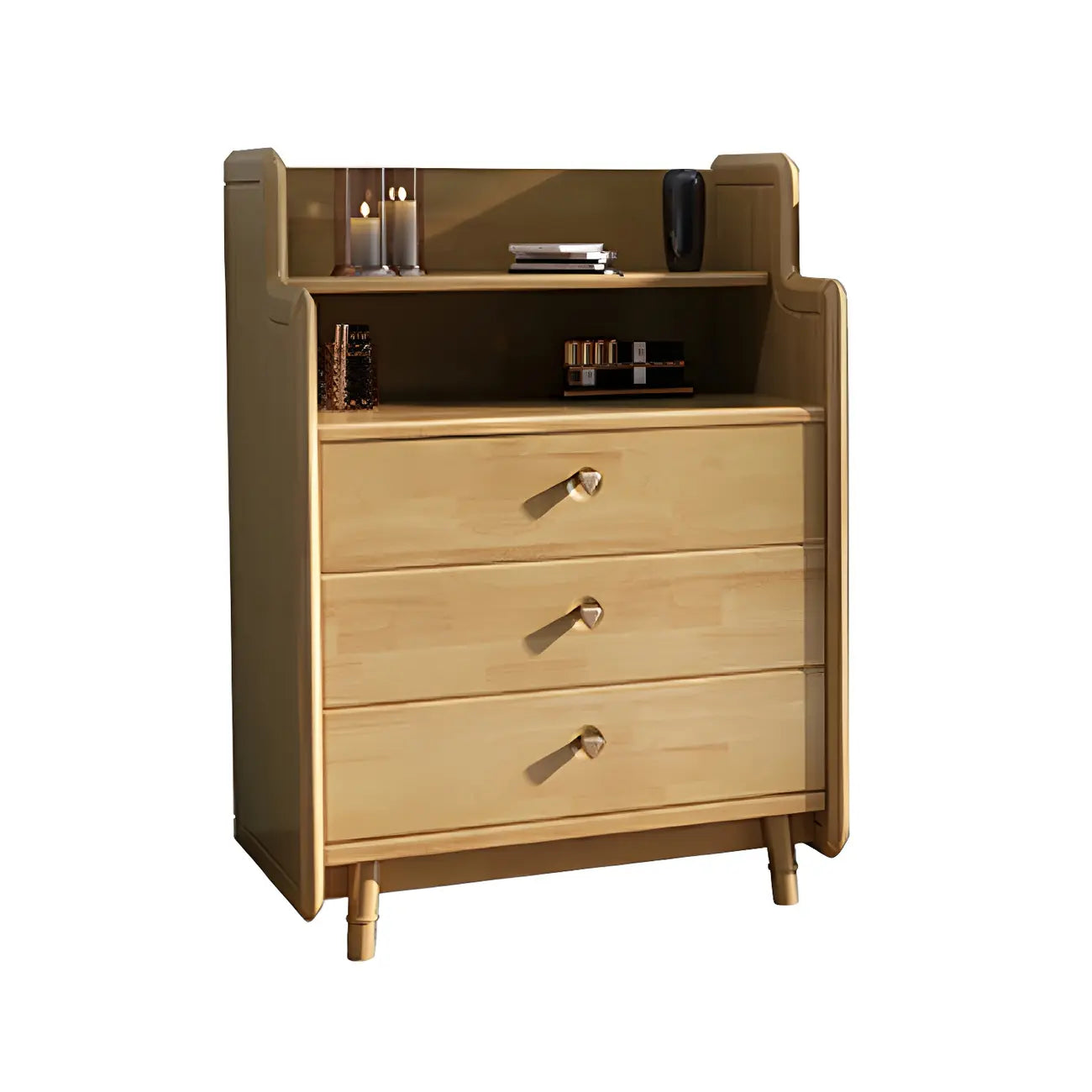 Durable Low Rubberwood Bachelor Chest in Nut-Brown