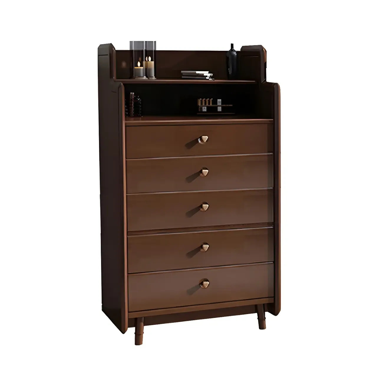Durable Low Rubberwood Bachelor Chest in Nut-Brown