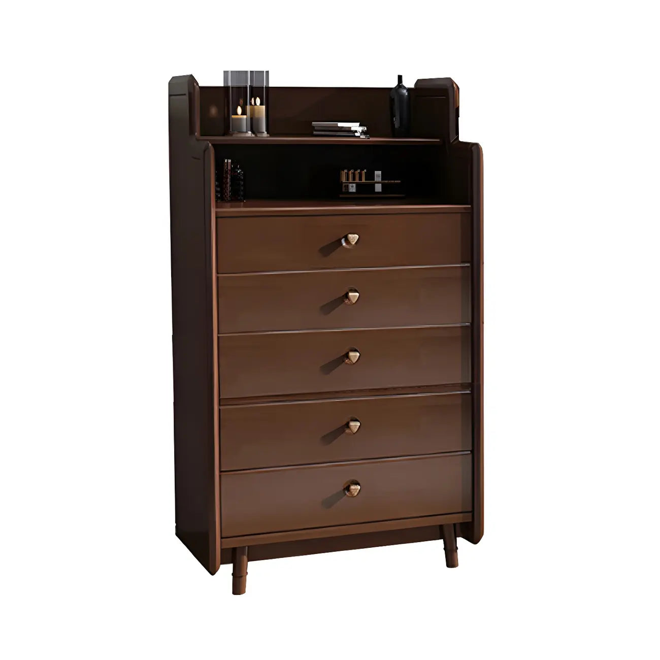 Durable Low Rubberwood Bachelor Chest in Nut-Brown