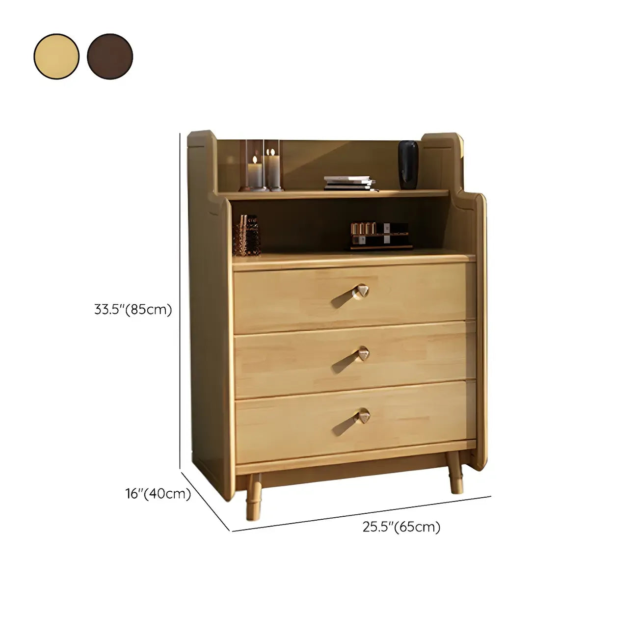 Durable Low Rubberwood Bachelor Chest in Nut-Brown