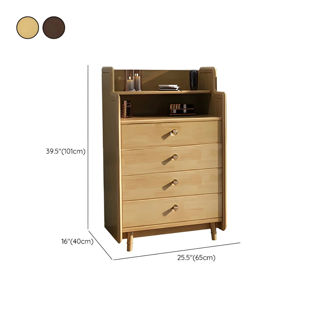 Durable Low Rubberwood Bachelor Chest in Nut-Brown