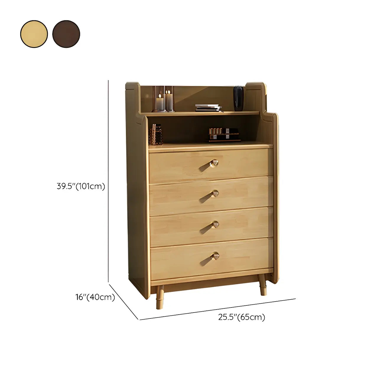 Durable Low Rubberwood Bachelor Chest in Nut-Brown
