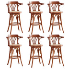 Timeless Square Rattan Wood Low Back Bar Stool in Brown/ Black