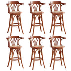Timeless Square Rattan Wood Low Back Bar Stool in Brown/ Black