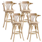 Timeless Square Rattan Wood Low Back Bar Stool in Brown/ Black