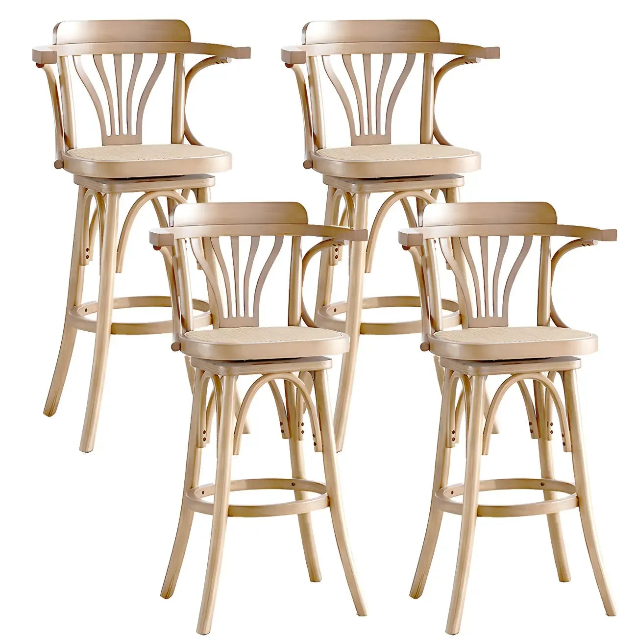 Timeless Square Rattan Wood Low Back Bar Stool in Brown/ Black