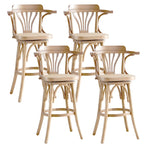 Timeless Square Rattan Wood Low Back Bar Stool in Brown/ Black