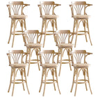 Timeless Square Rattan Wood Low Back Bar Stool in Brown/ Black