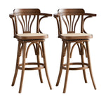 Timeless Square Rattan Wood Low Back Bar Stool in Brown/ Black