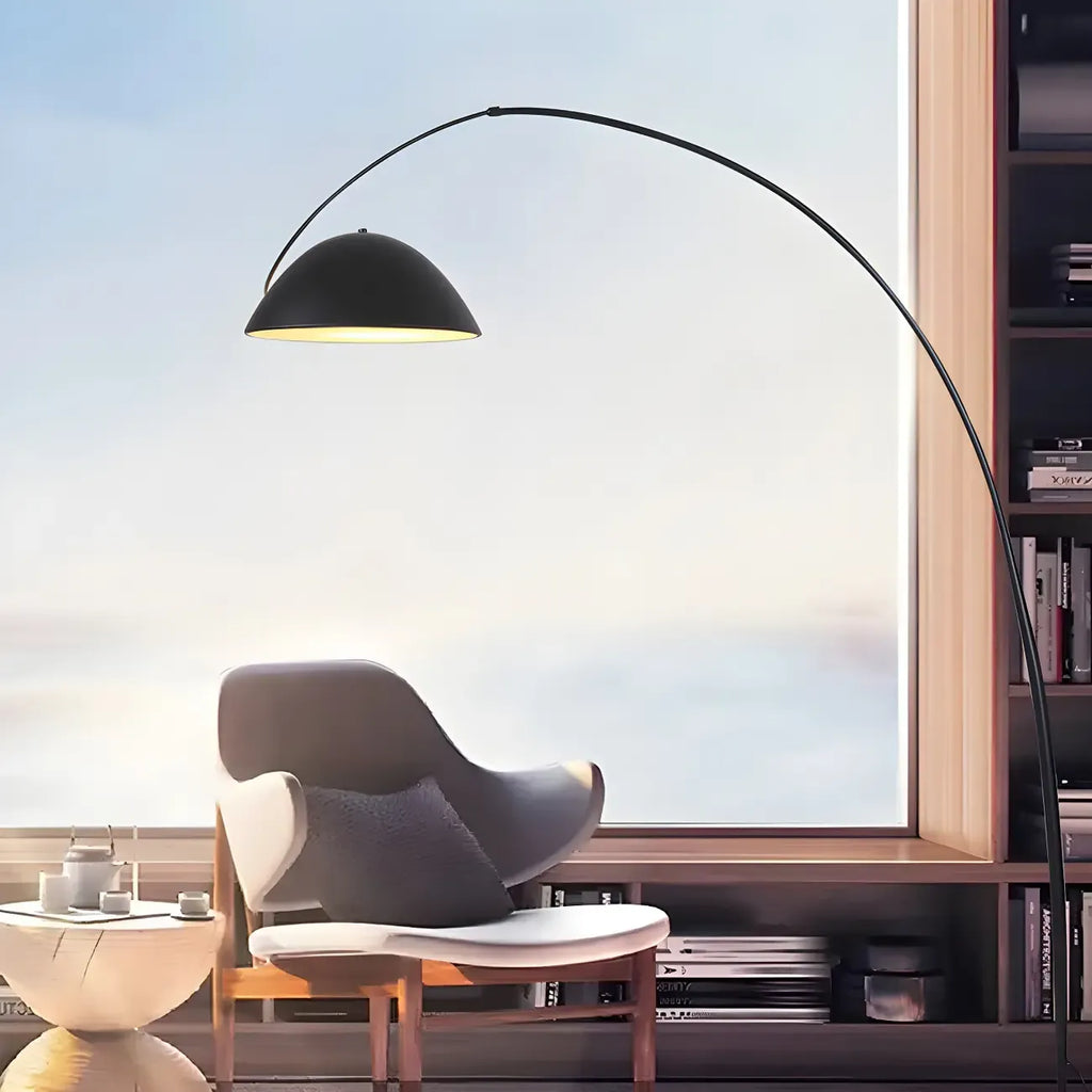 Black Metal Fishing Line Cone Floor Lamp