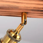 Industrial Brown Wood Brass Adjustable 31.5 Pendant Light