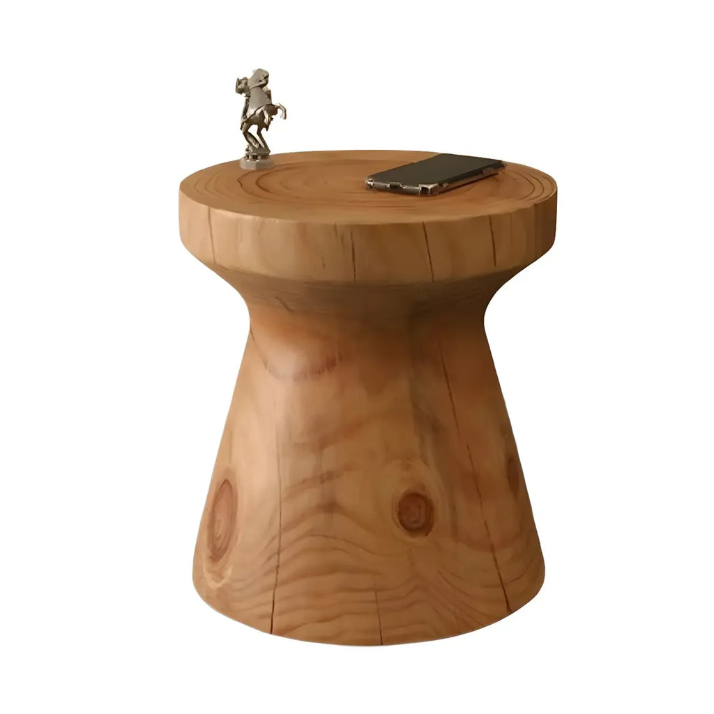 Scandinavian Round Solid Wood End Table Pedestal Base