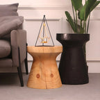 Scandinavian Round Solid Wood End Table Pedestal Base