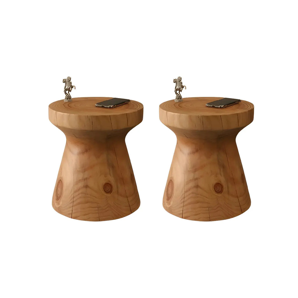 Scandinavian Round Solid Wood End Table Pedestal Base