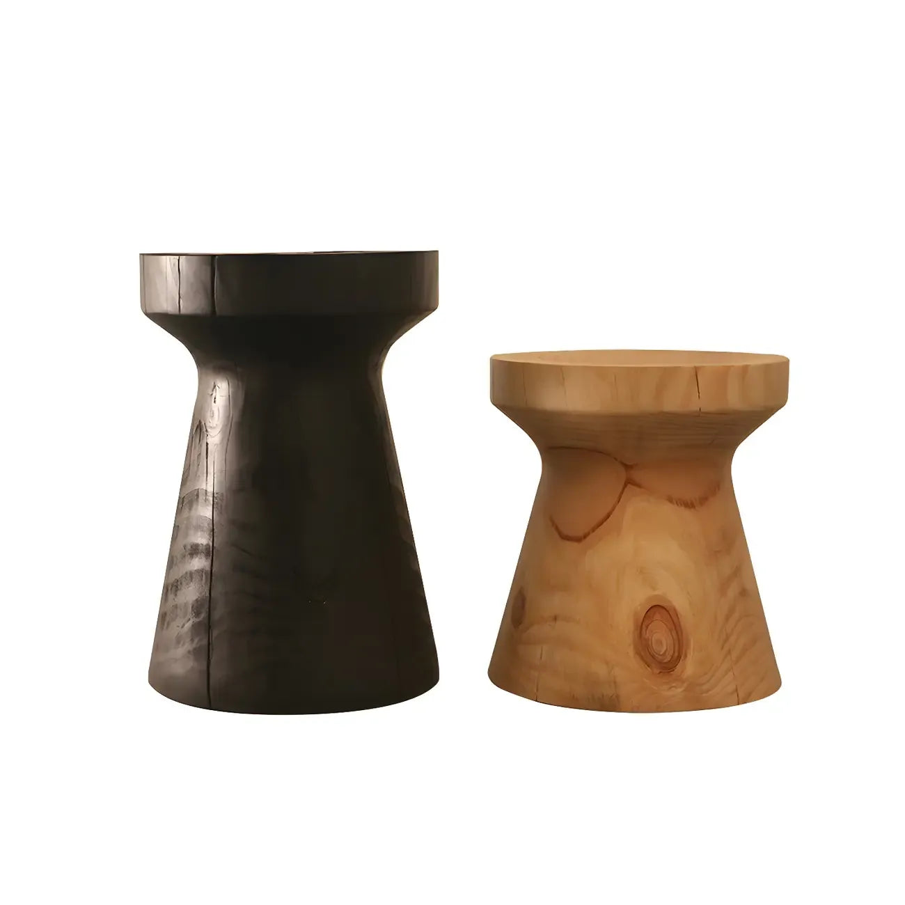 Scandinavian Round Solid Wood End Table Pedestal Base